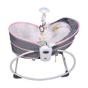 5-in-1 Rocking Bounce Chair with Removable Bassinet and Melody Pink 0-4 months