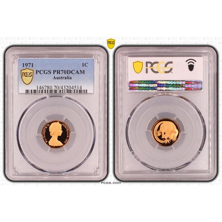 1971 Australia One Cent, 1c PCGS - PR70DCAM POP 2/0 -514