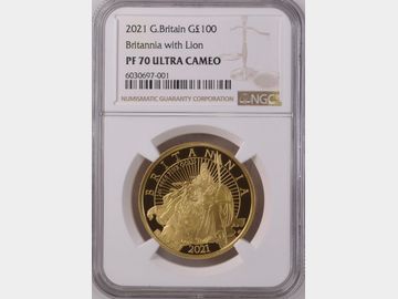 2021 ELIZABETH II GOLD 1oz PROOF £100 BRITANNIA COIN PF70