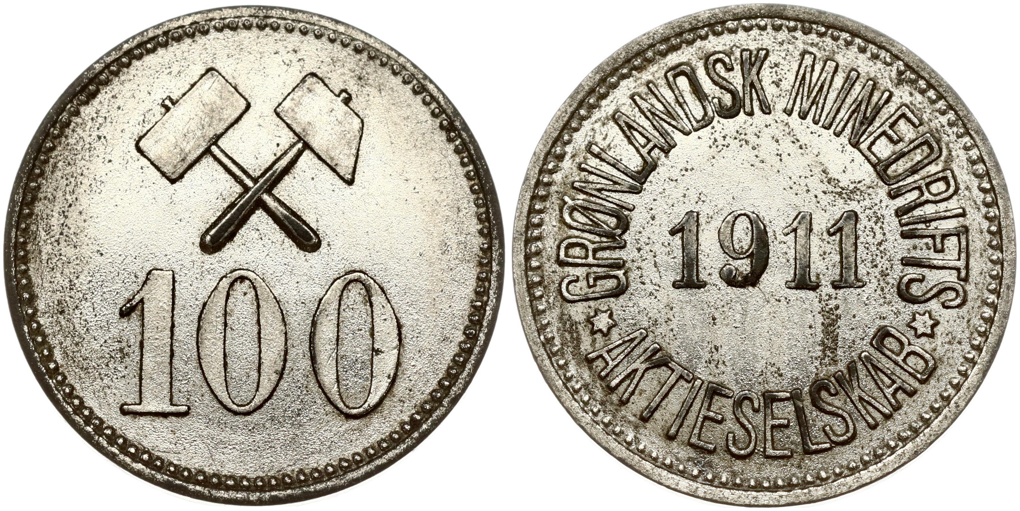 Greenland Token 100 Ore 1911 Greenland Mining LTD Numisbalt