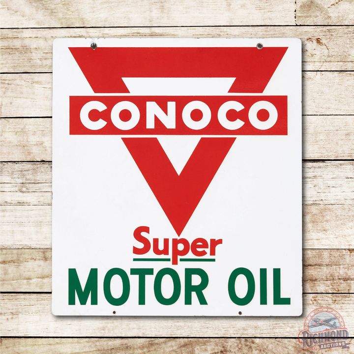 Conoco Super Motor Oil Double Sided Porcelain Sign