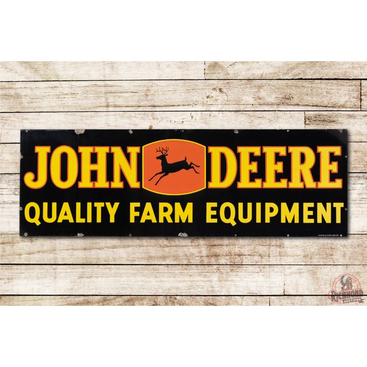 6' John Deere w/ Black Deer Logo Quality Farm Equipment Single Sided Porcelain Sign TAC 9