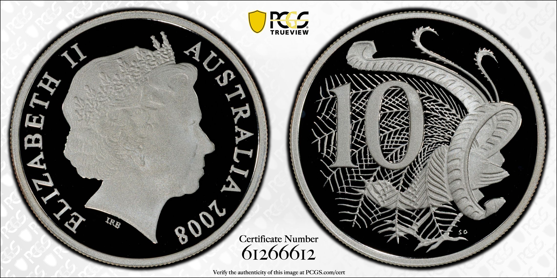 Silver, Ten Cent, 2008, PCGS PR69DCAM