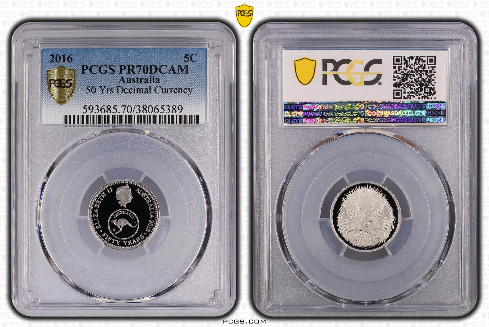 50 Yrs Decimal Currency, Five Cent, 2016, PCGS PR70DCAM