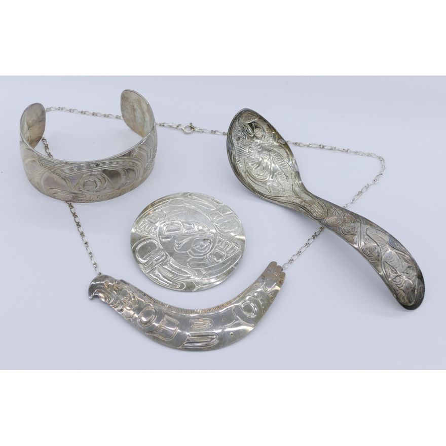 4pc Northwest Coast Silver and Jewelry