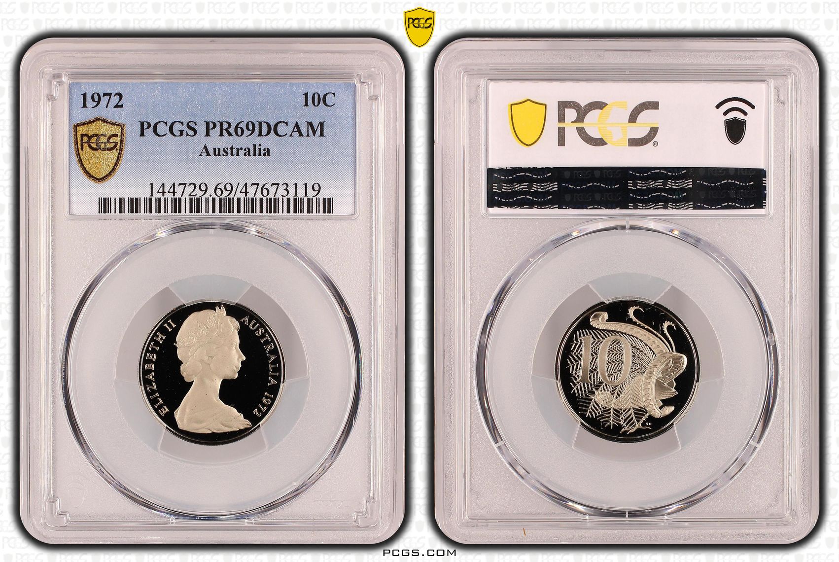 Ten Cent, 1972, Pcgs Pr69dcam