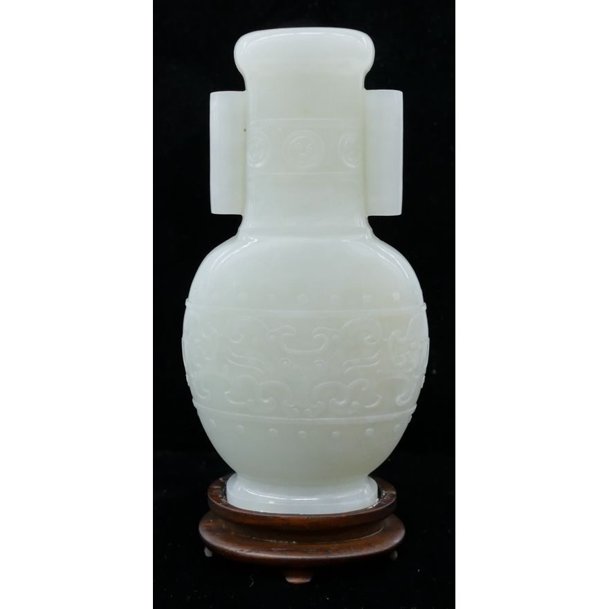 Chinese Qing White Jade Arrow Vase