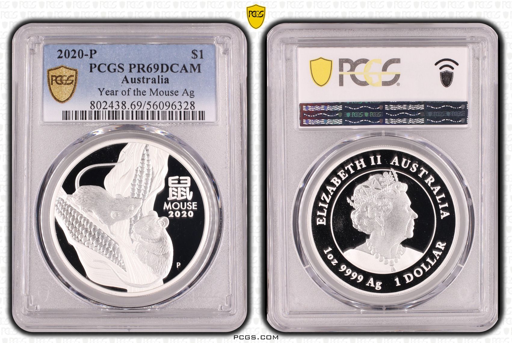 Year of the Mouse Silver, One Dollar, 2020-P, PCGS PR69DCAM