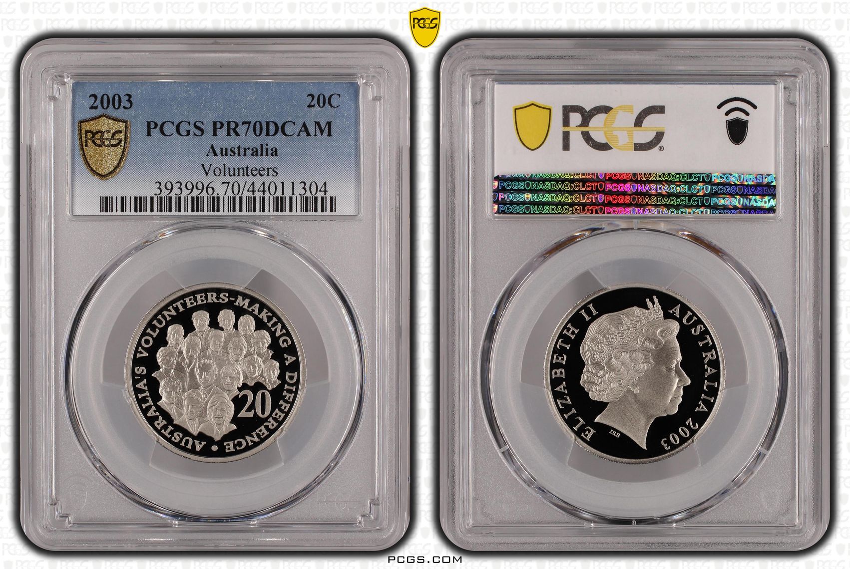 2003 Australian Twenty Cent, 20c Proof Volunteers PCGS - PR70DCAM POP 44/0 -304