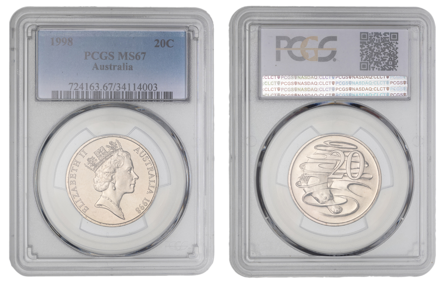 Elizabeth II, Twenty Cent, 1998, PCGS MS67