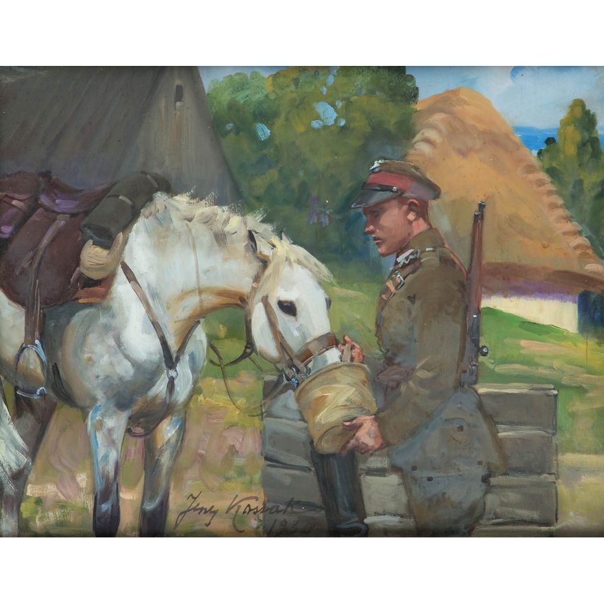 Jerzy Kossak | Ułan pojący konia, 1936 r.
