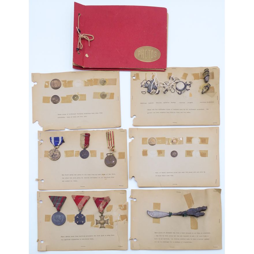 Box WWI War Medals in Scrapbook etc.
