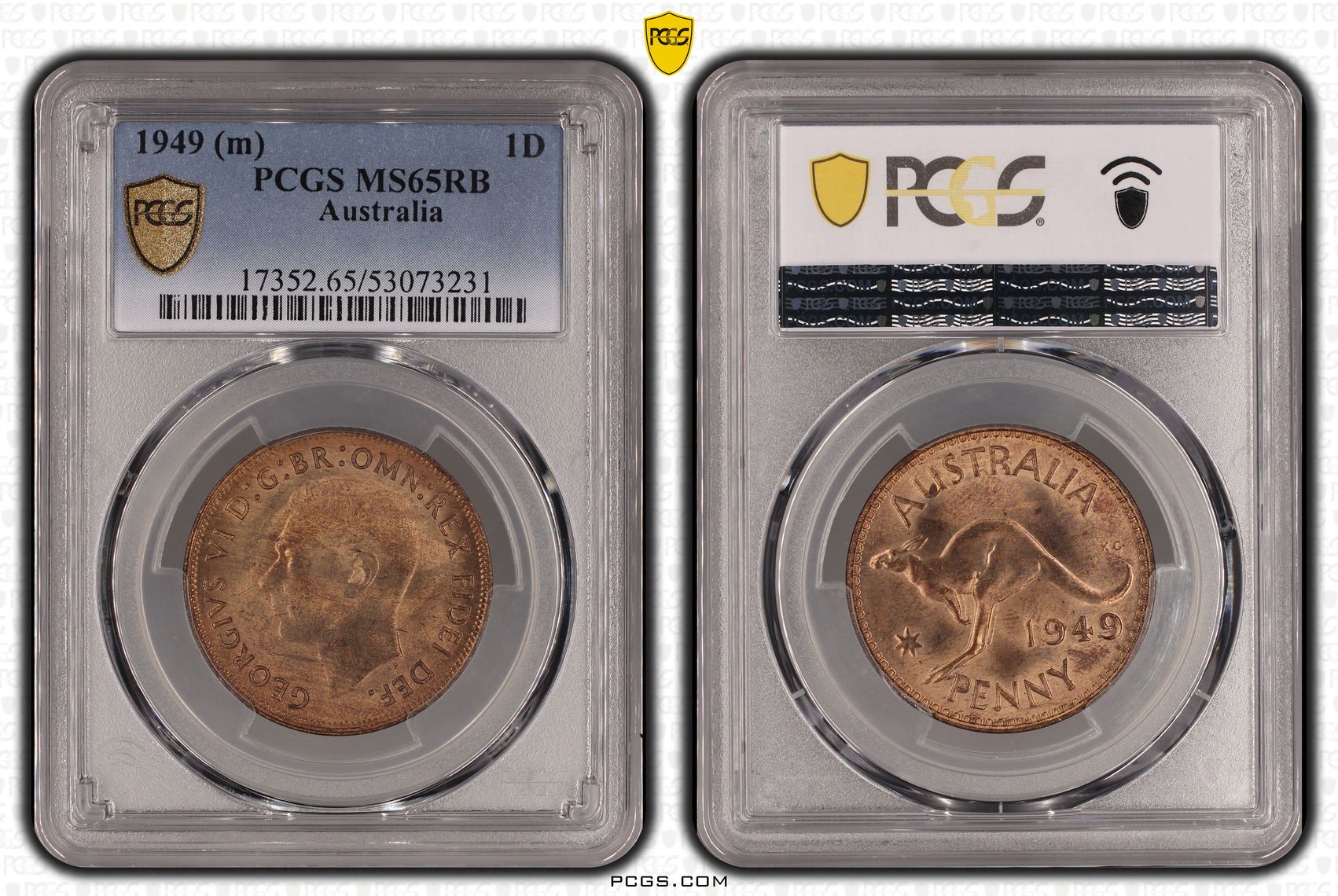 George VI, Penny, 1949, PCGS MS65RB