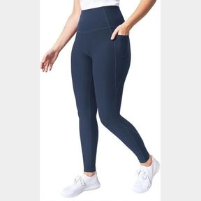 Mondetta Leggings for Women - Yoga Leggings - Gym Workout Athletic Yoga Pants with Pockets - Basket Weave Tight (Blue, L