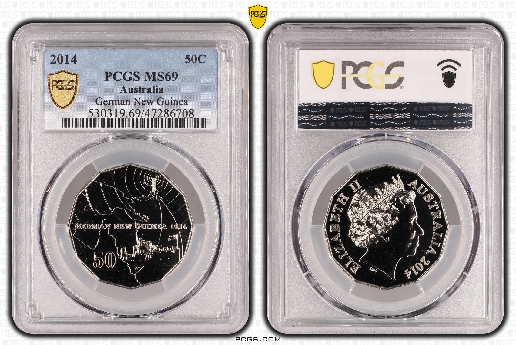 Elizabeth II, German New Guinea, Pop 15/0, Fifty Cent, 2014, PCGS MS69
