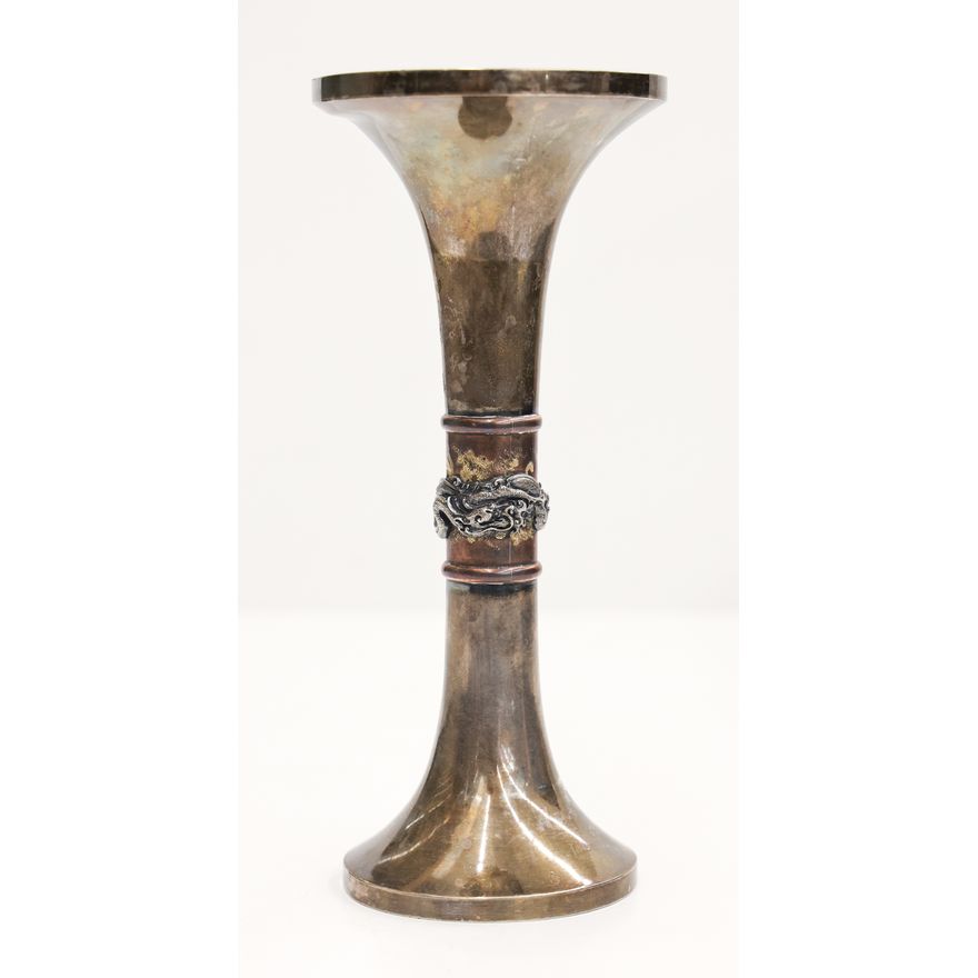 Fine Japanese Sterling & Copper Beaker Vase