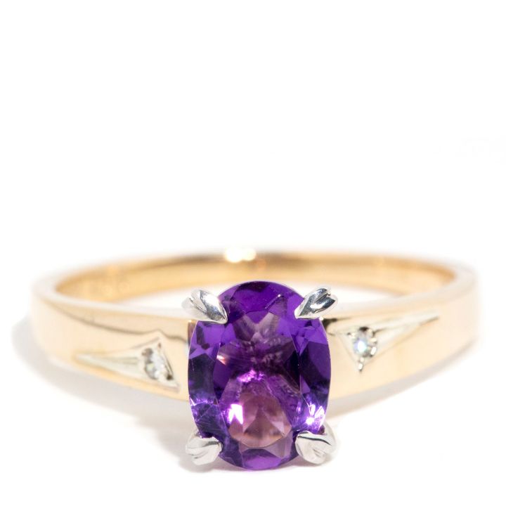 Amethyst & Diamond 9ct Gold Ring,