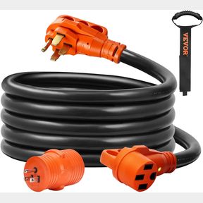 15 FT 50 AMP RV EXTENSION CORD, 15 FT, HEAVY DUTY STW 6/3+8/1 AWG RV POWER CORD, NEMA 14-50R FEMALE NEMA 14-50P MALE PLUG, FOR RVS