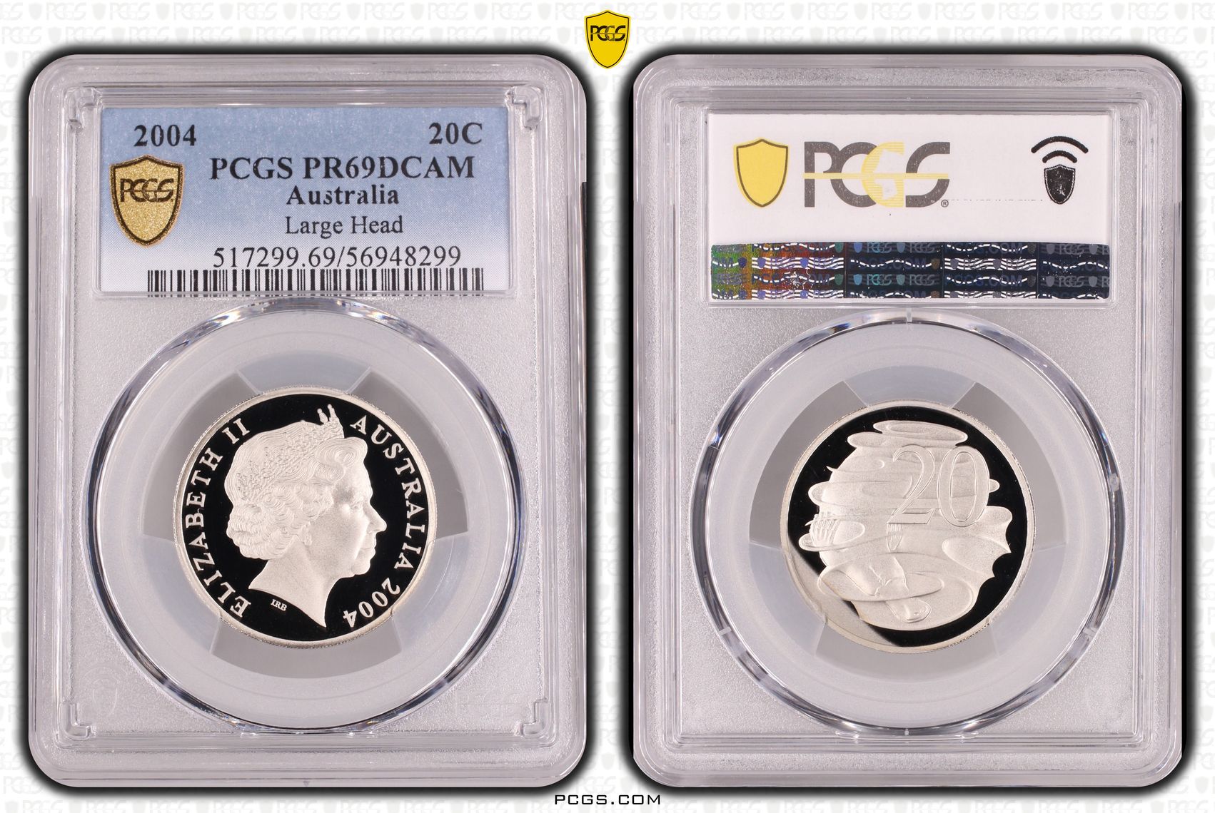 Large Head, Twenty Cent, 2004, PCGS PR69DCAM