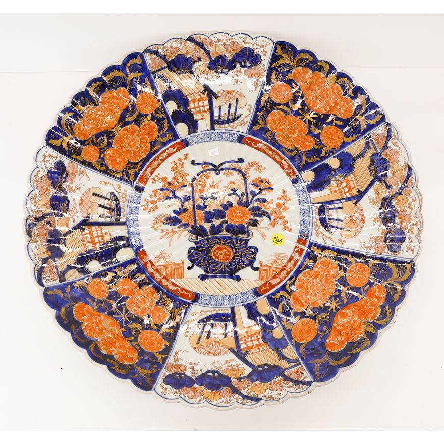 Impressive Japanese Imari Scalloped Charger- 22''- some hairline cracks