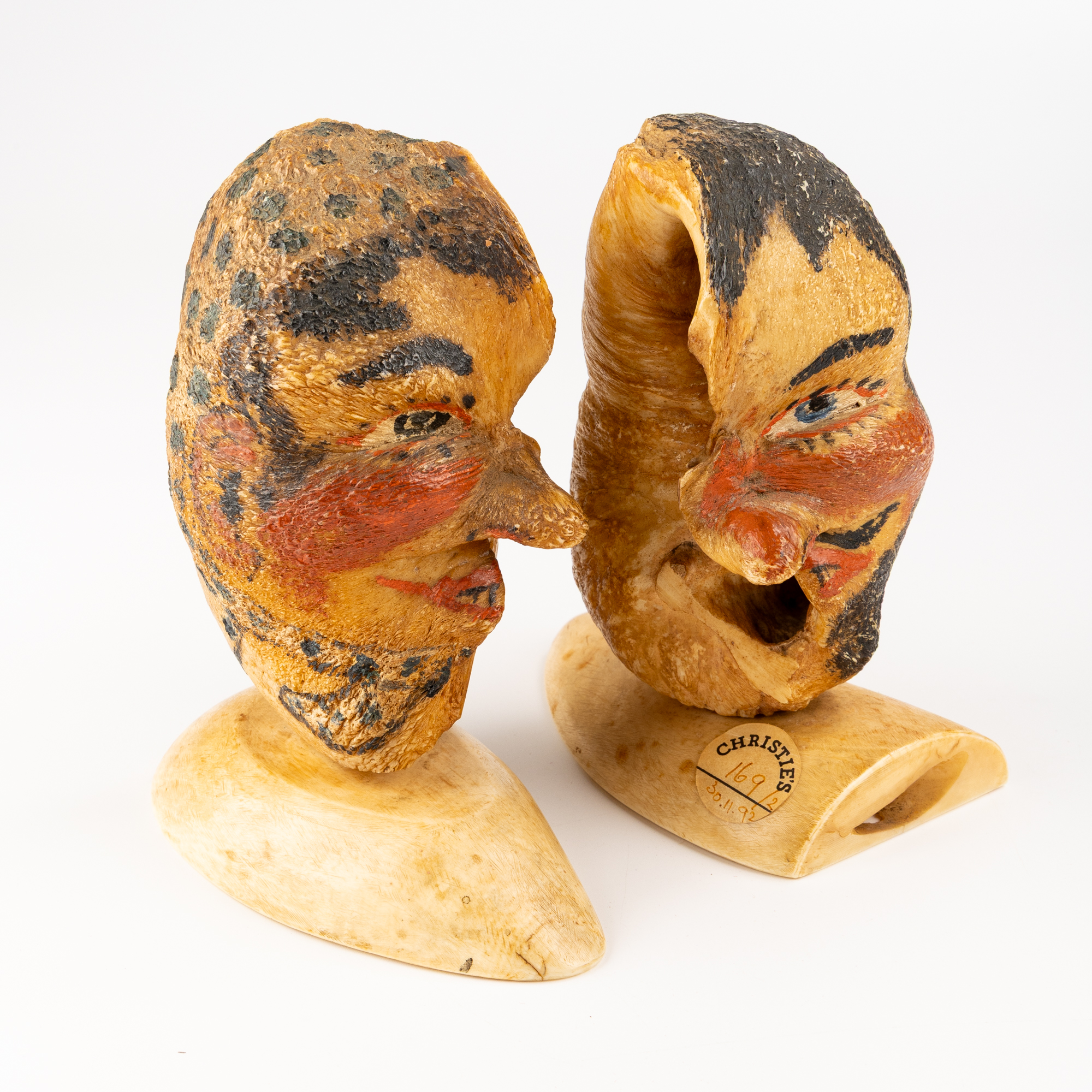 185 · Scrimshaw, Whale Eardrums, C. 1800S,  EF