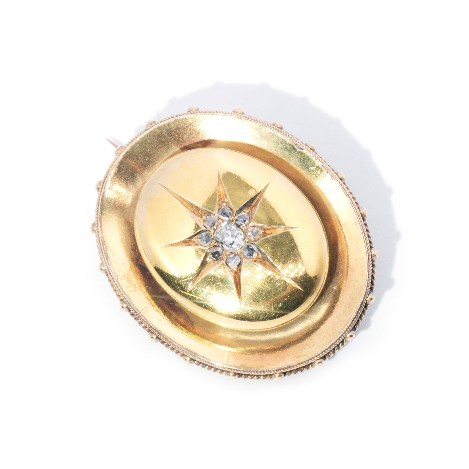 Antique Old Cut Diamond 9ct & 18ct Brooch