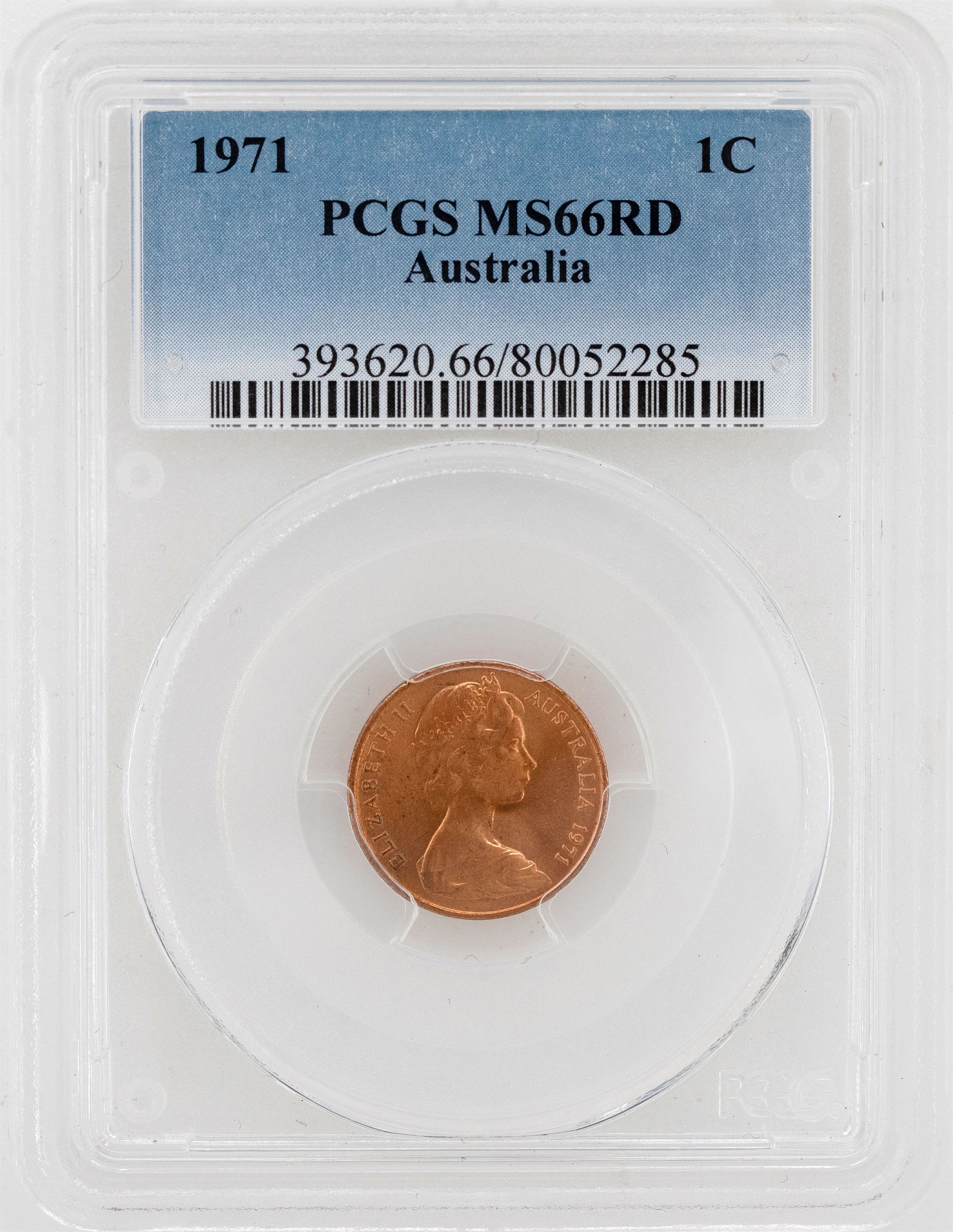 1971 Australia One Cent, 1c PCGS - MS66RD -285