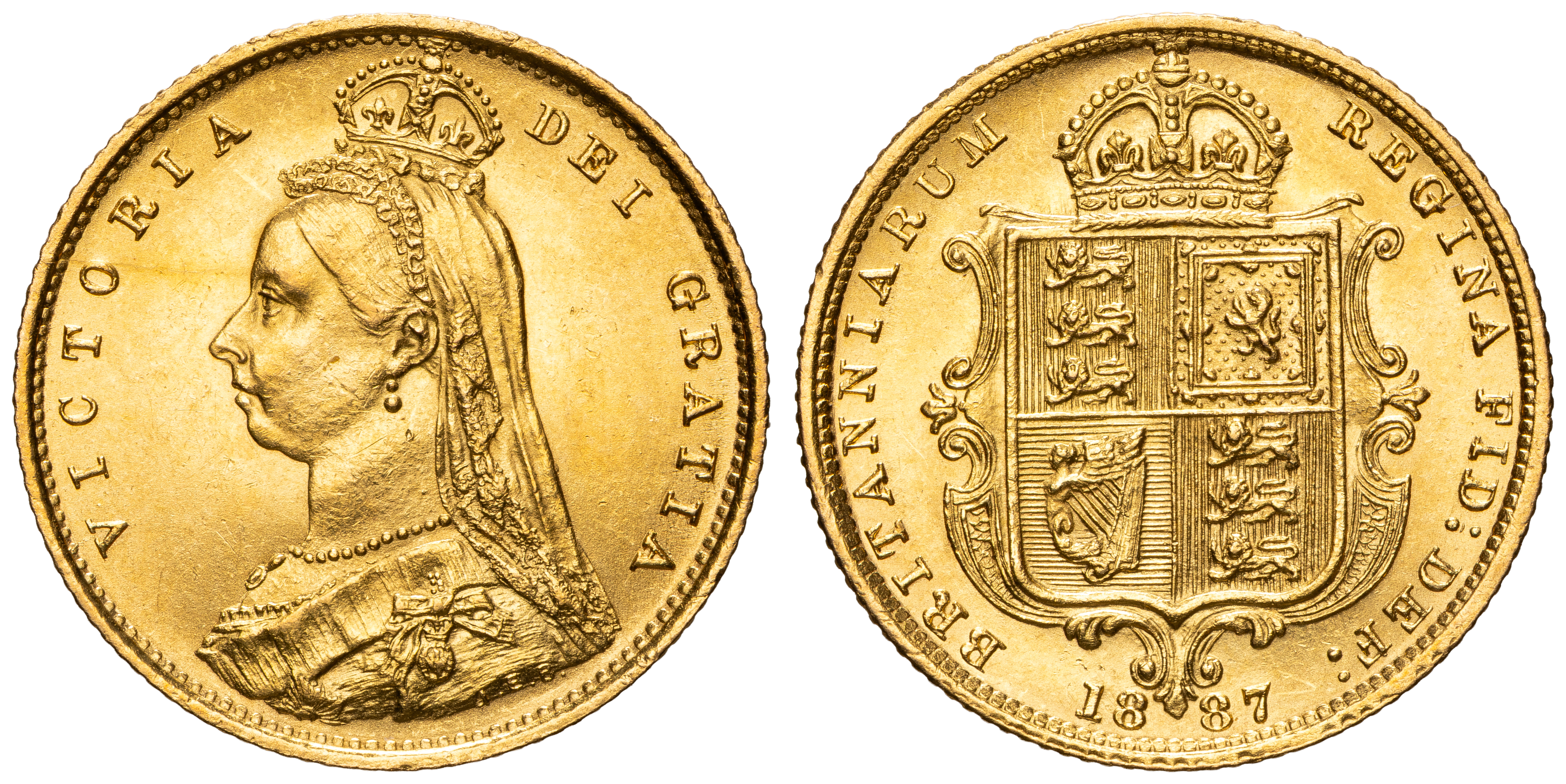 Great Britain, Victoria, Shield Reverse - Jubilee Head, Half Sovereign, 1887, EF - gEF