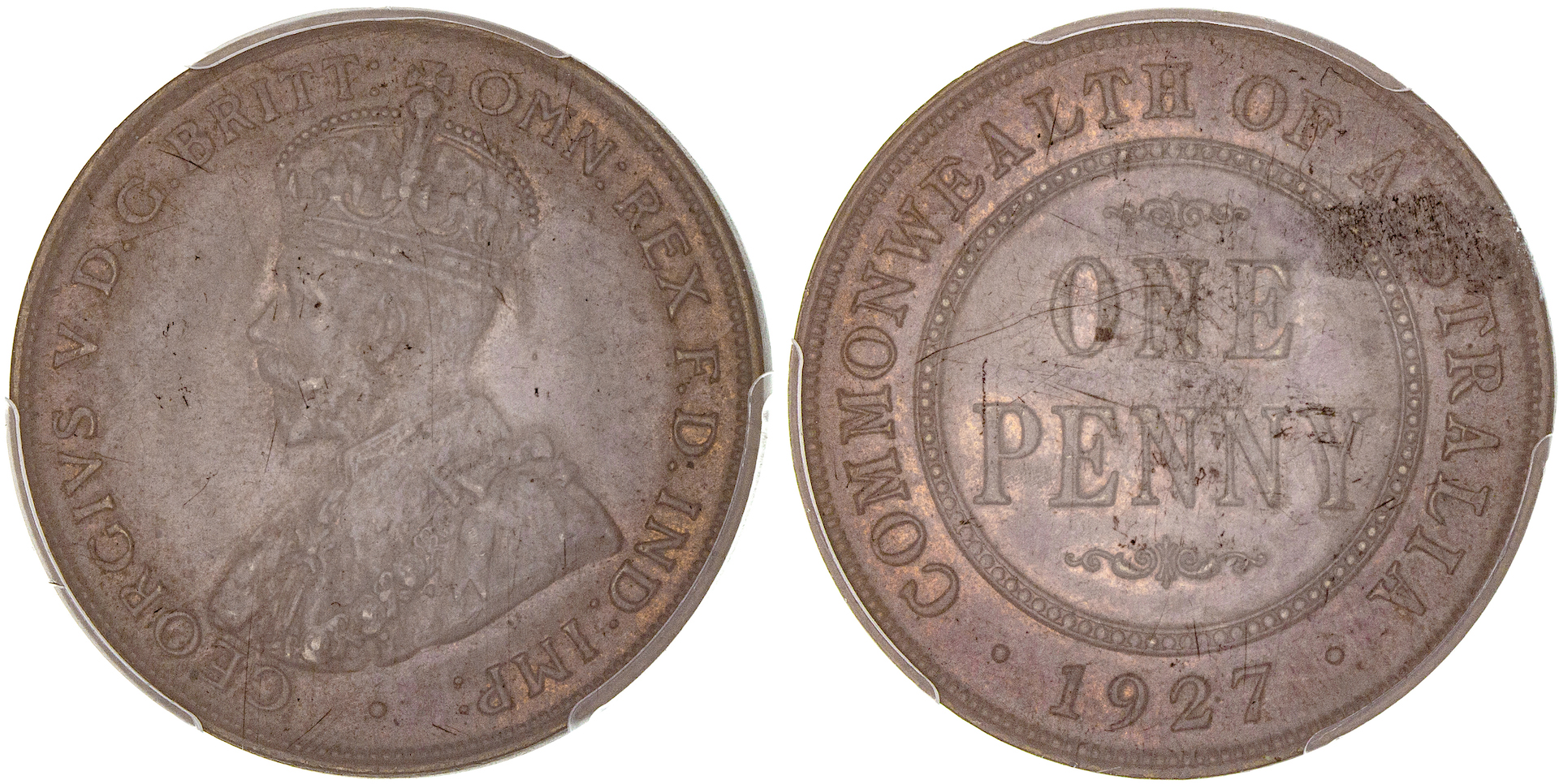 George V, Penny, 1927, PCGS MS 63BN
