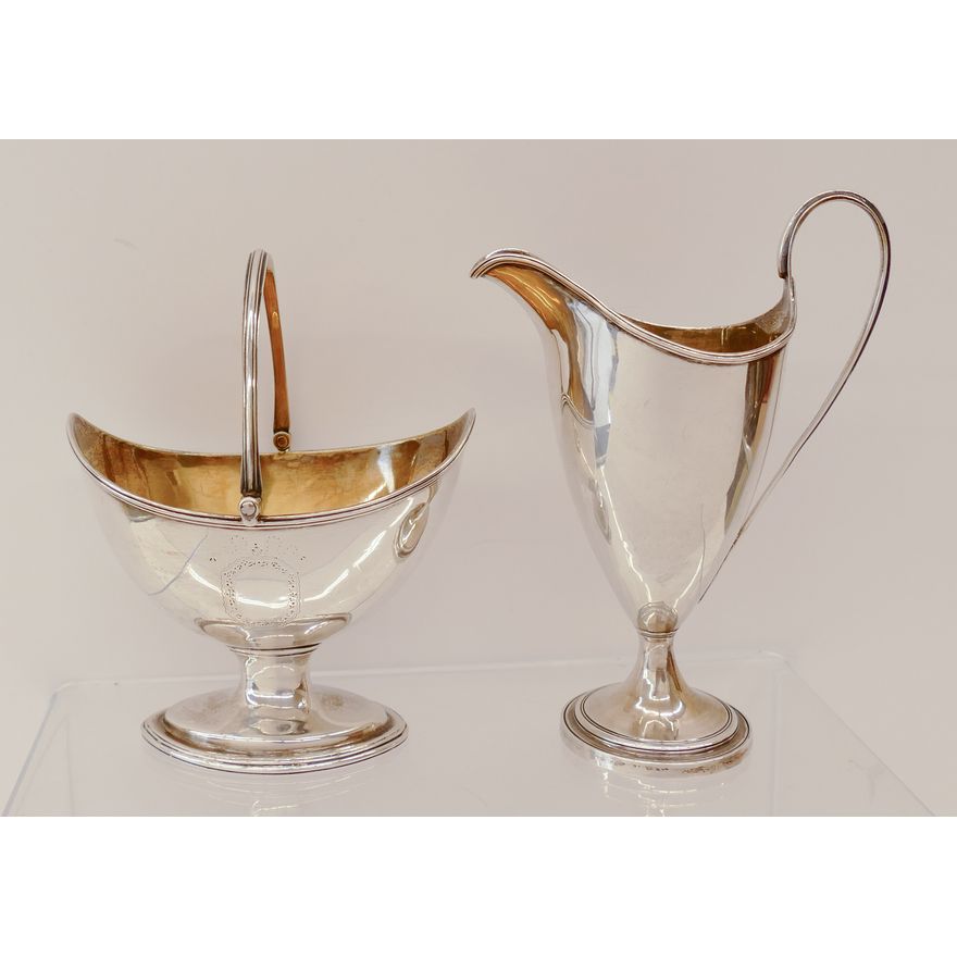 Georgian Sterling Sugar Basket & Creamer, 1788