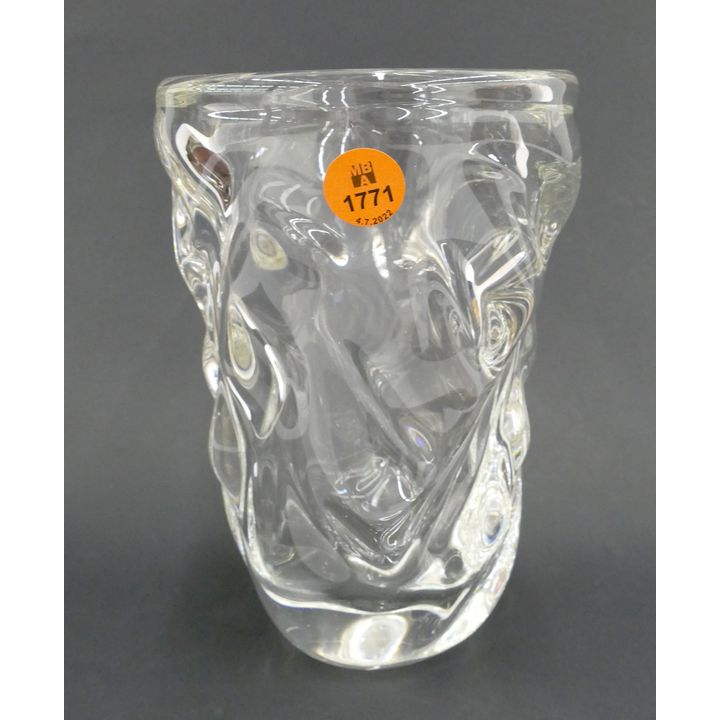 Murano Clear Glass Vase- 7''