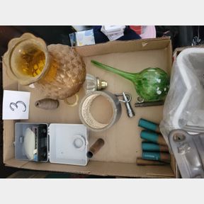 Glass chimney, plant waterer, and shot gun shells