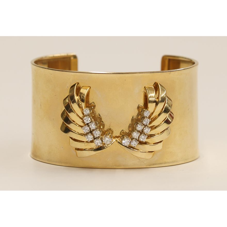 Italian 14k Diamond Wing Cuff Bracelet