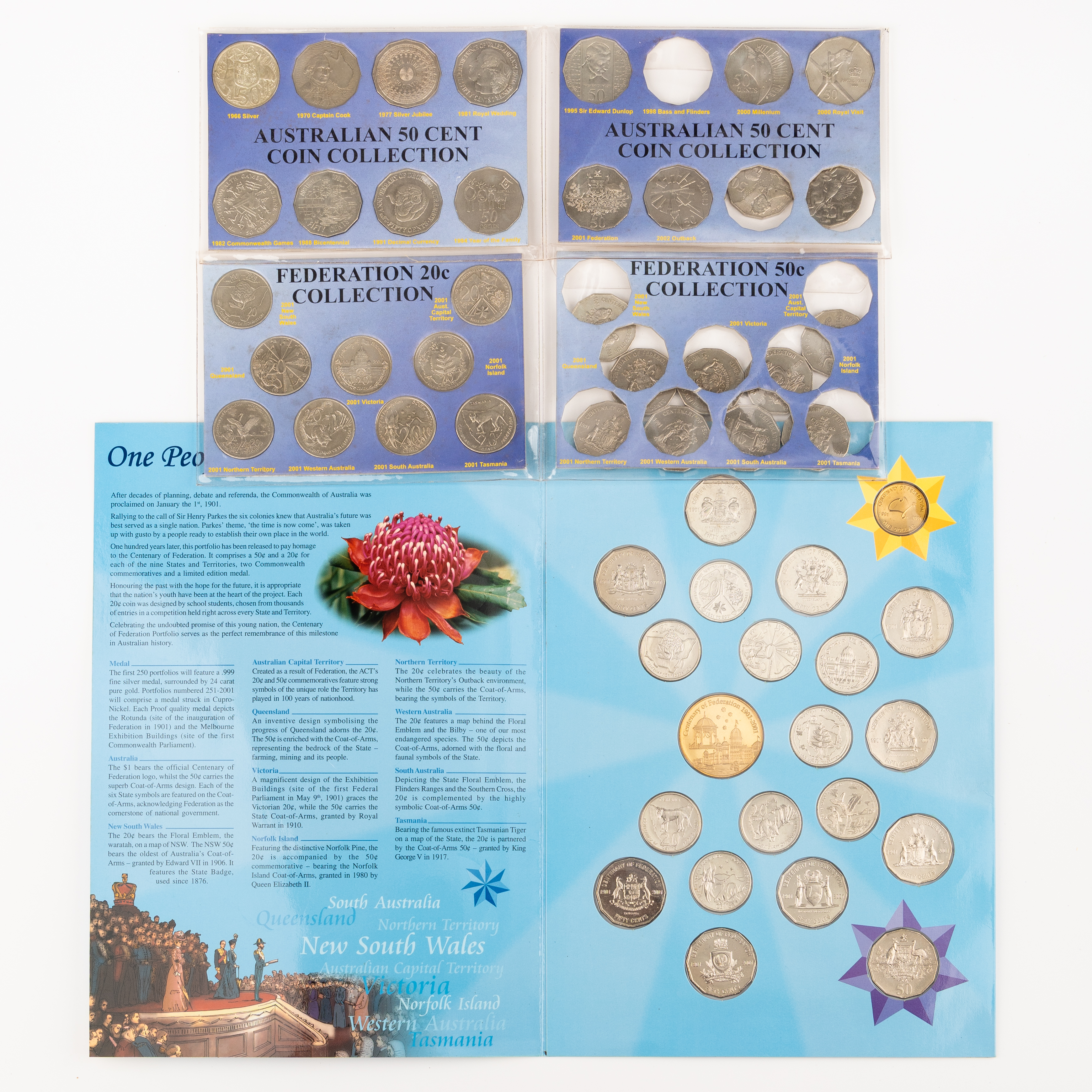 Elizabeth II, Sherwood - Federation Centenary, Twenty Cents - Fifty Cents, 2001, UNC