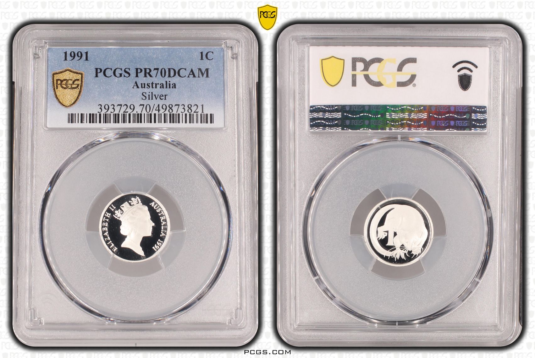 Silver, One Cent, 1991, PCGS PR70DCAM