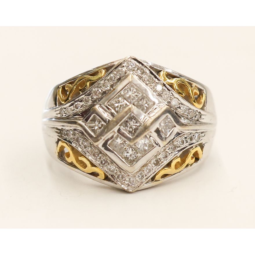 1.24ctw Diamond 14k Two-Tone Pierced Ring