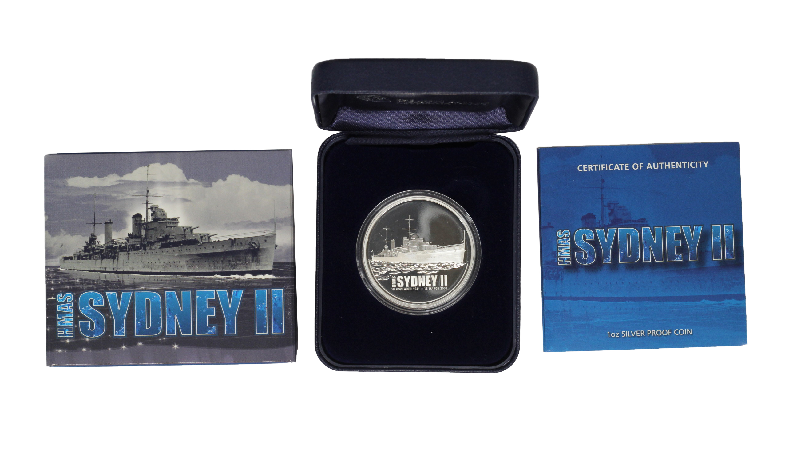 2008 Perth Mint $1 1oz Silver HMAS Sydney II Proof Coin