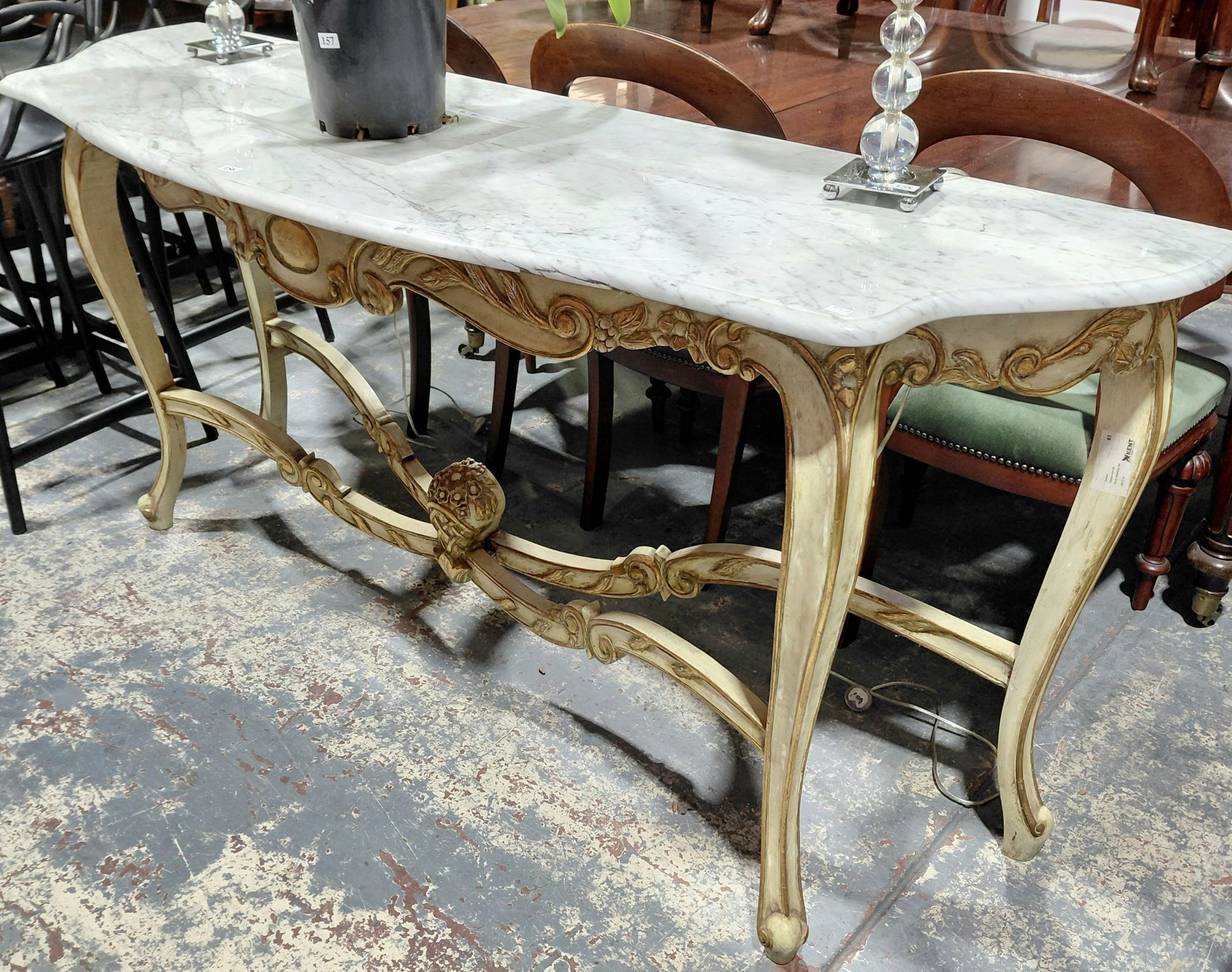 156 · LOUIS XV STYLE MARBLE TOPPED CONSOLE TABLE