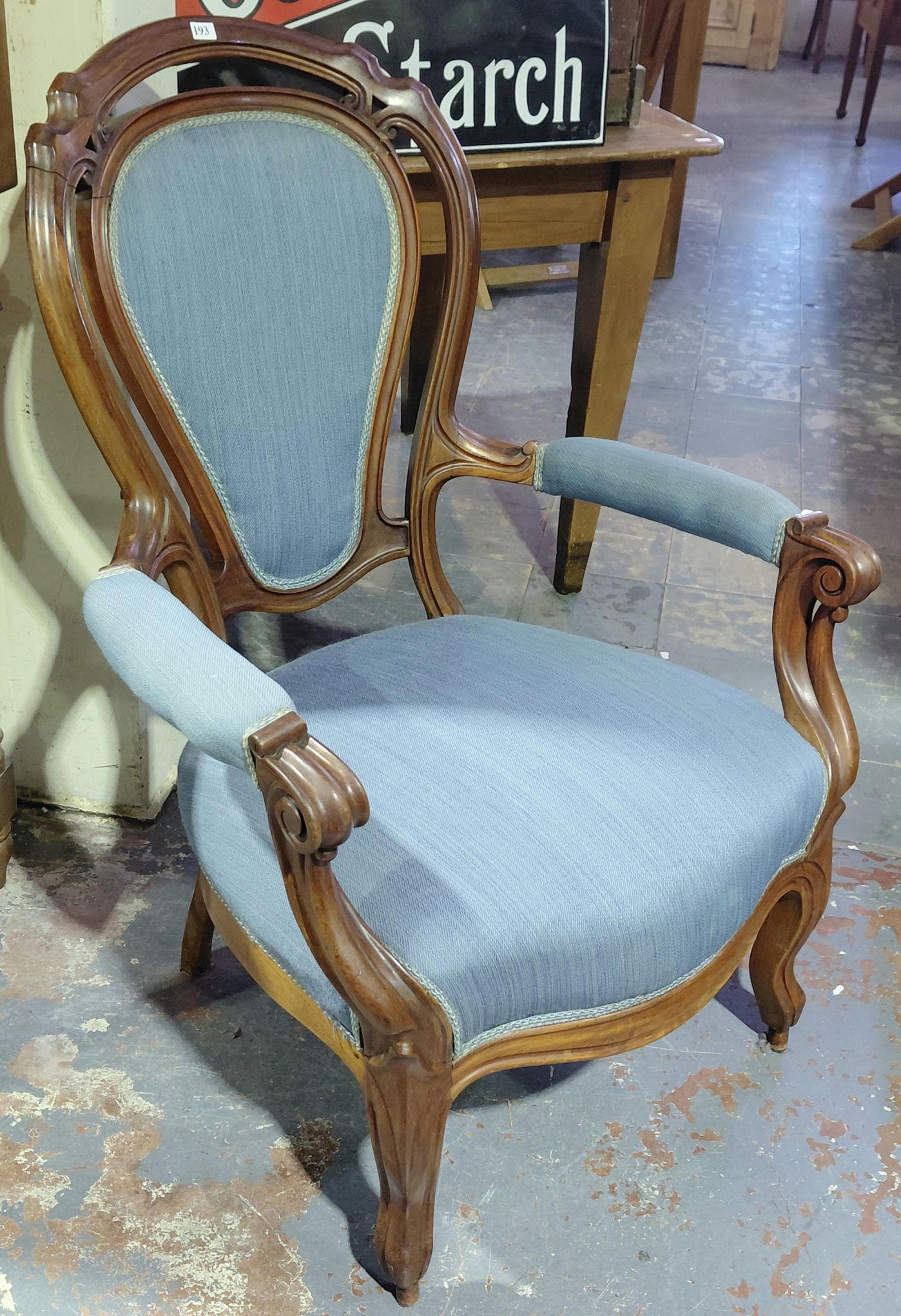 193 · VICTORIAN WALNUT ARMCHAIR
