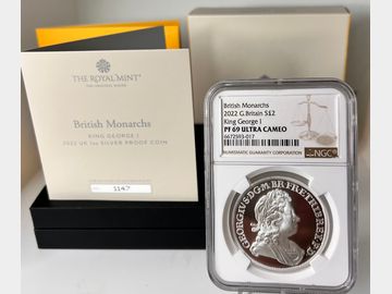 2022 ELIZABETH II BRITISH MONARCH'S 'KING GEORGE I' SILVER 1oz PROOF £2 COIN PF69