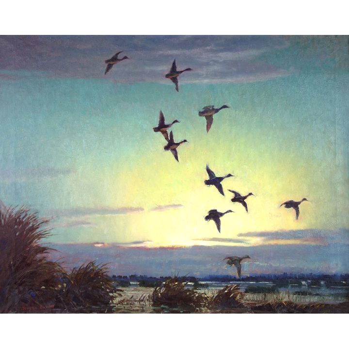 Ducks in Landscape by Reveau Mott Bassett (1897-1981)