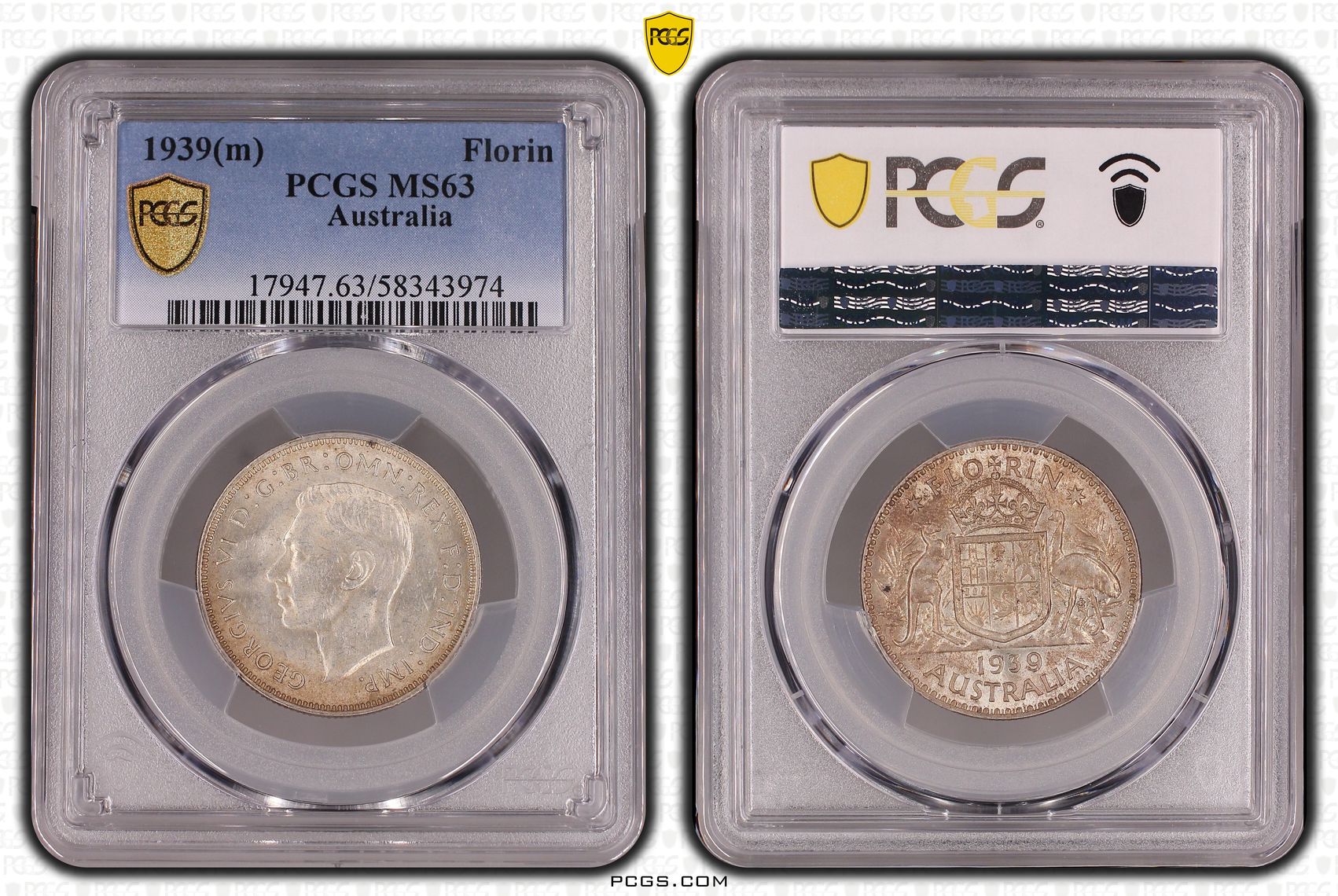 George VI, Florin, 1939, PCGS MS63