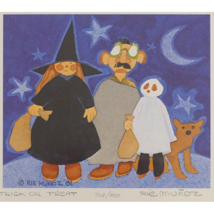Rie Munoz ''Trick or Treat'' 1981 Signed Print 8.5'' x 9.25'' Sheet.
