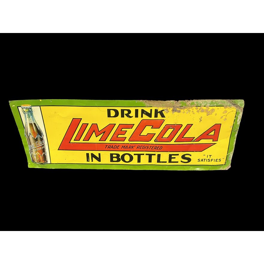 Drink Lime Cola In Bottles Tin Metal Soda Sign