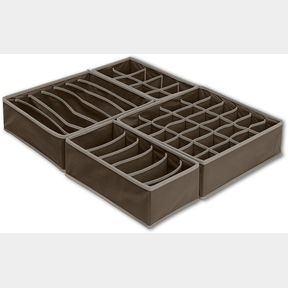 Underwear Drawer Storage Organizer Beige and Brown 4 Piece Set |