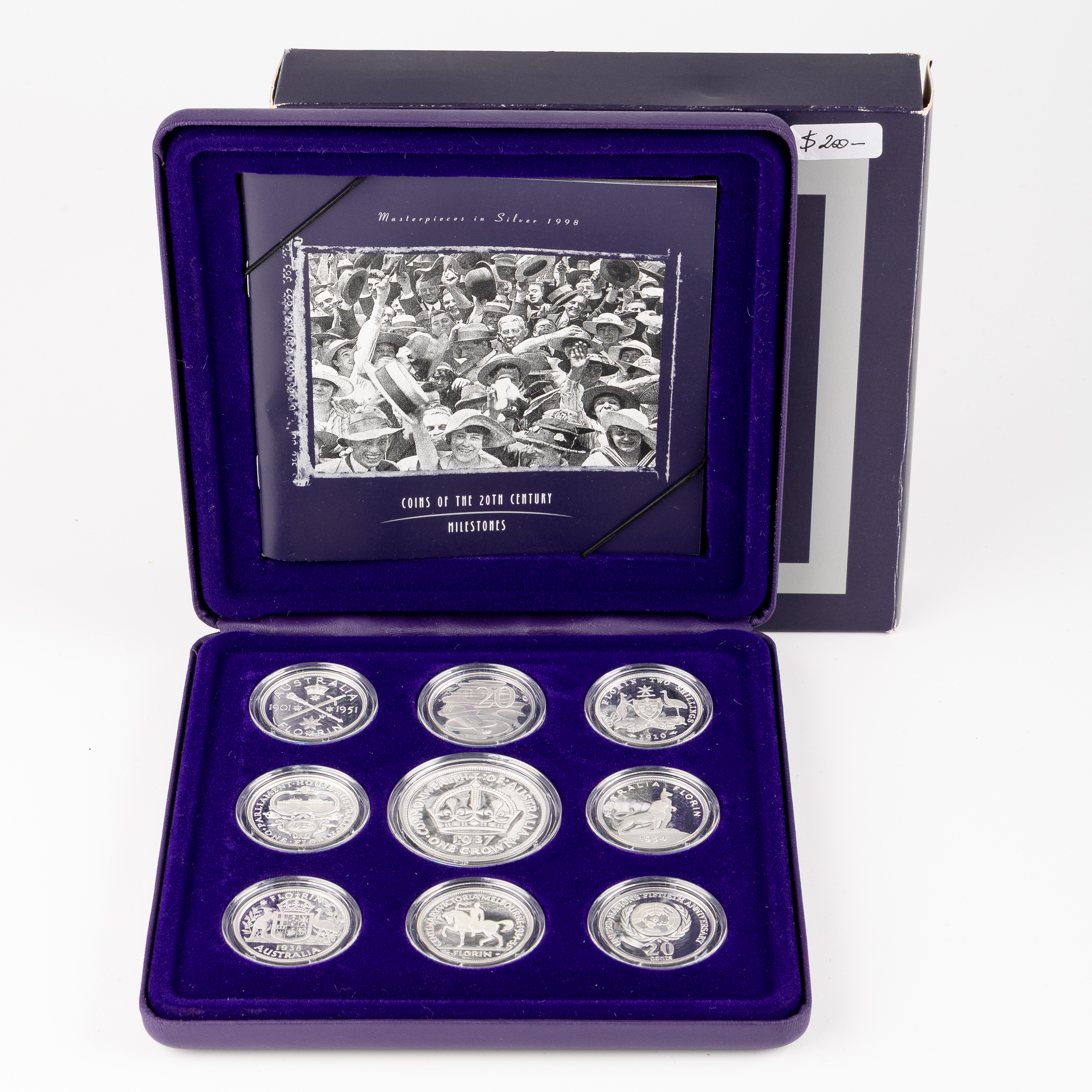 Elizabeth II, Masterpieces in Silver - Coins of the 20th Century, Milestones, Twenty Cents - Fifty Cents, 1998, FDC