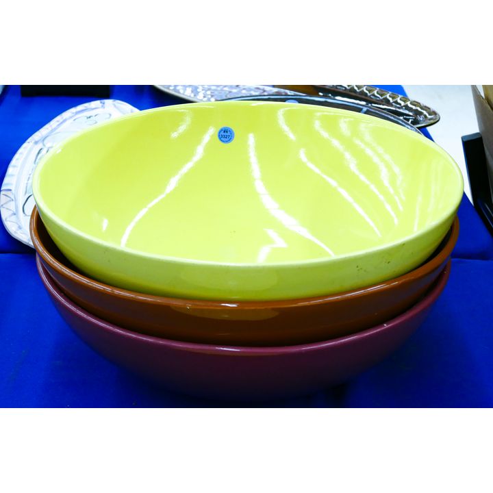3pc American Pottery Large Colored Serving Bowls 16''