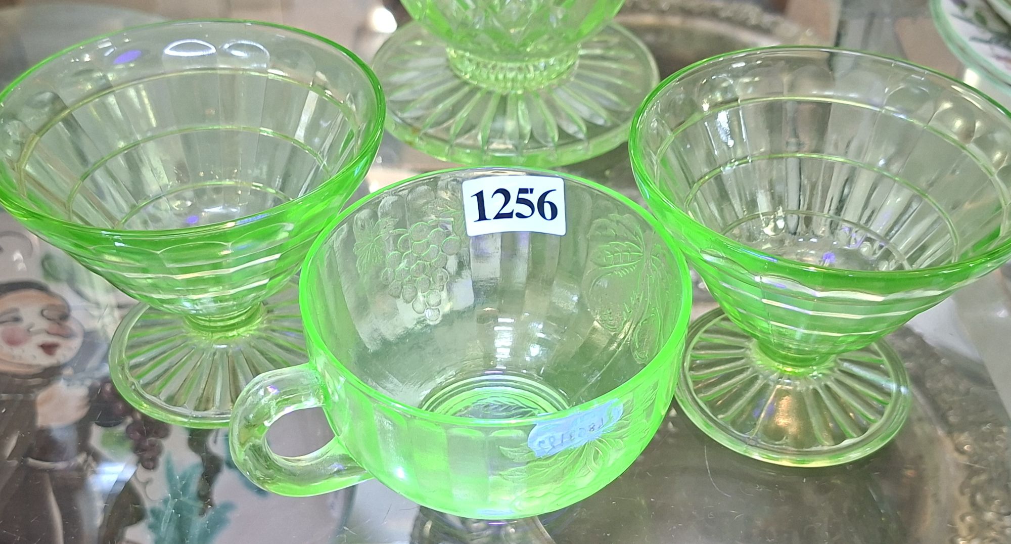 Uranium Glass Cup And Comports