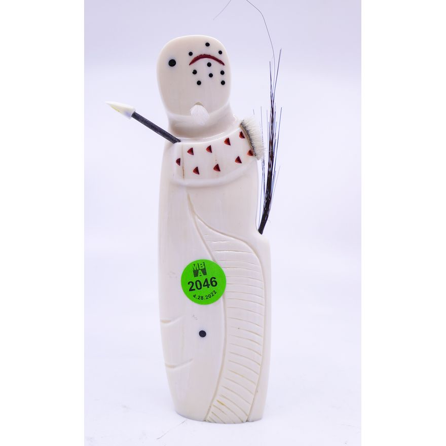 Jerome Saclamana (Inupiat) Whale Shaman Scrimshawed Figure- 6.5''