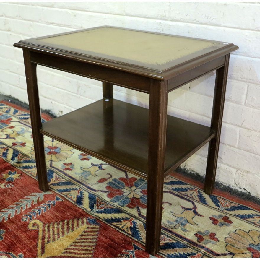 LEATHER INLAID SIDE TABLE,